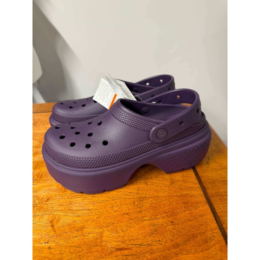 Crocs Women 10 Purple Stomp Clog Platform Nightshade Chunky Lug Sole 209347-5AS